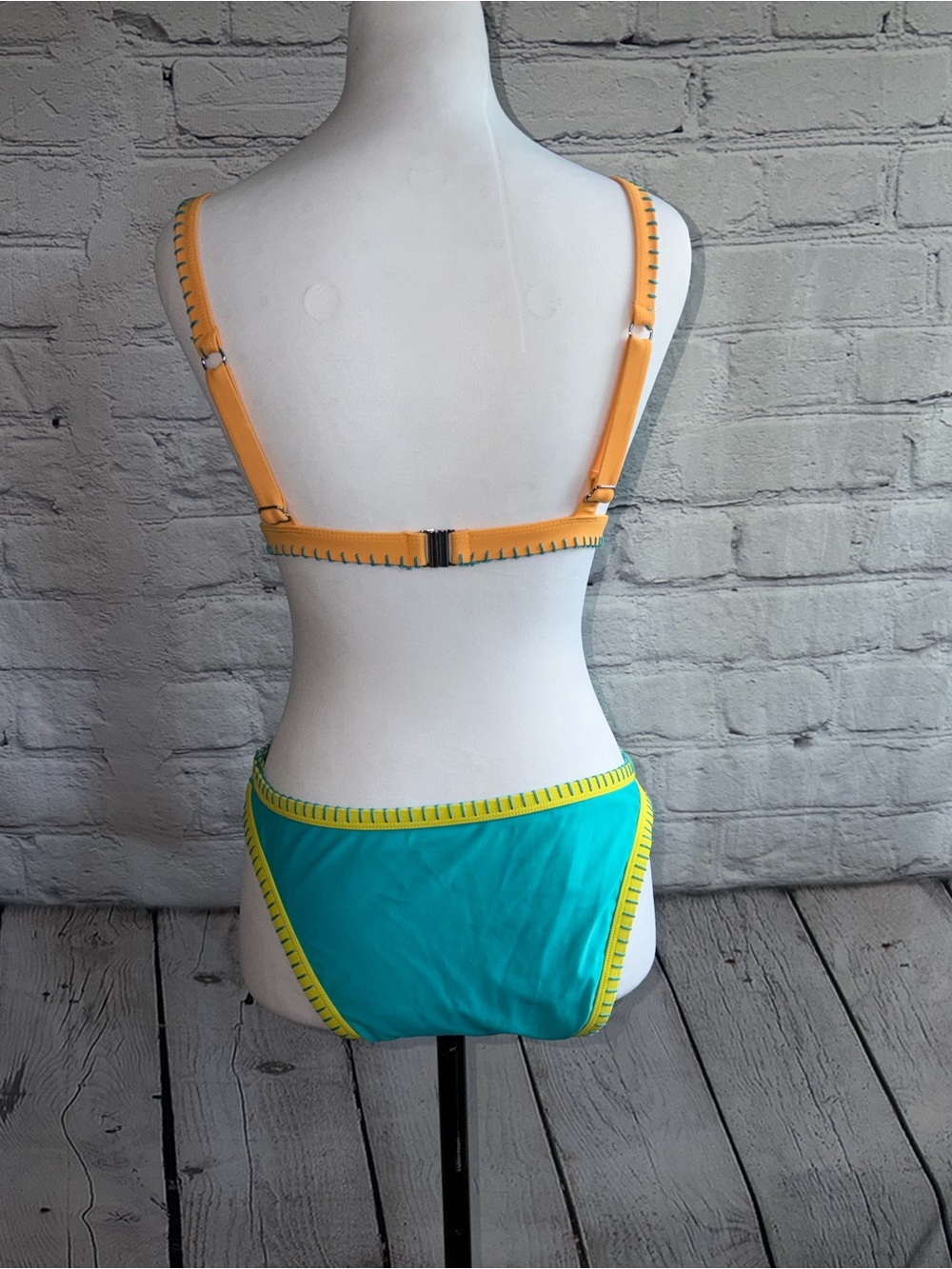 Cupshe Take Me To Tulum Colorblock Triangle Top & Cheeky Bikini Set - Picture 2 of 6
